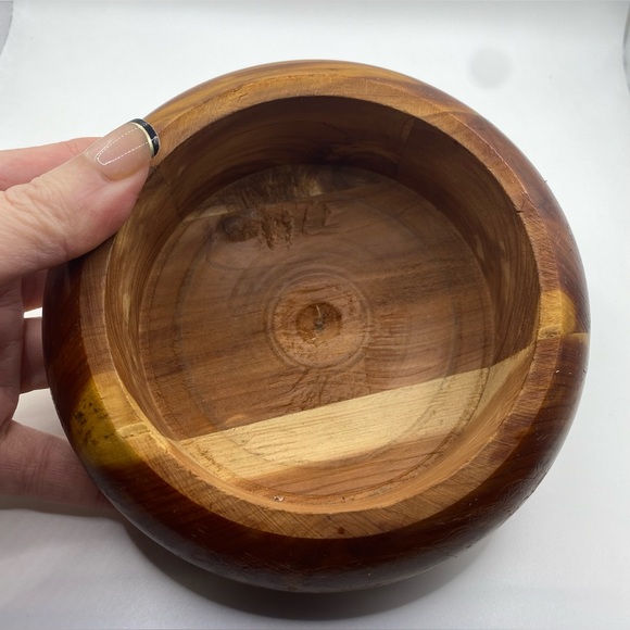 Lathed Wooden Bowl Trinket Dish Vintage - Picture 7 of 8